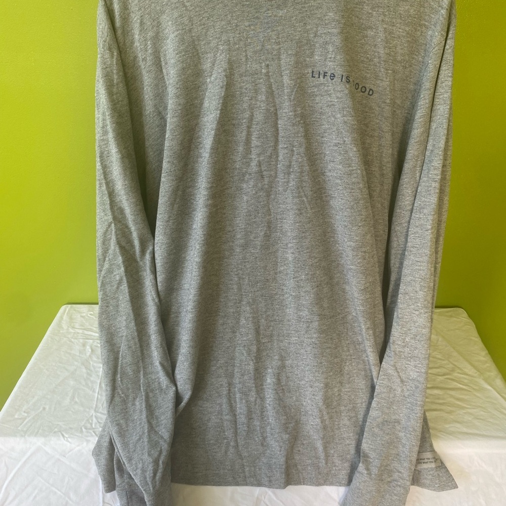 Life Is Good Gray Long Sleeve Tee Casual Comfort